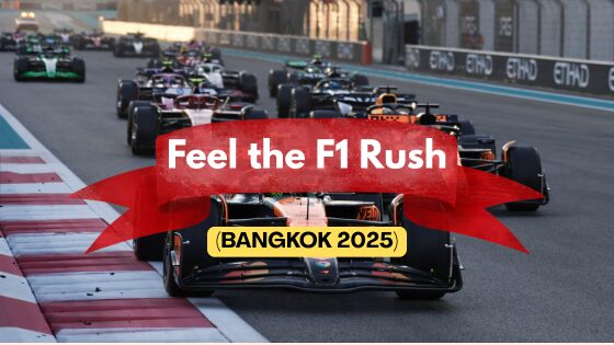 Formula 1 cars racing on track during the 2025 season — capturing the global excitement of F1 now influencing Bangkok’s rising racing culture.